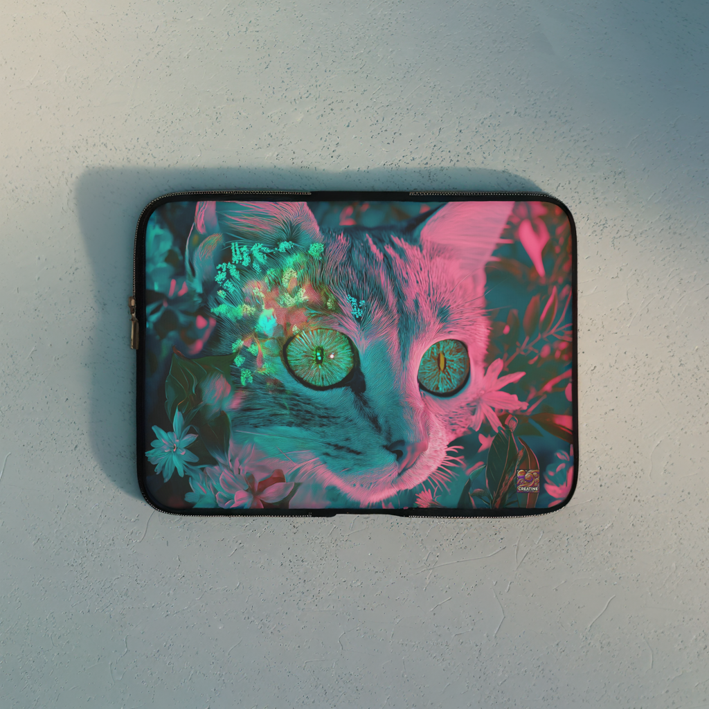 Psychedelic cat laptop sleeve