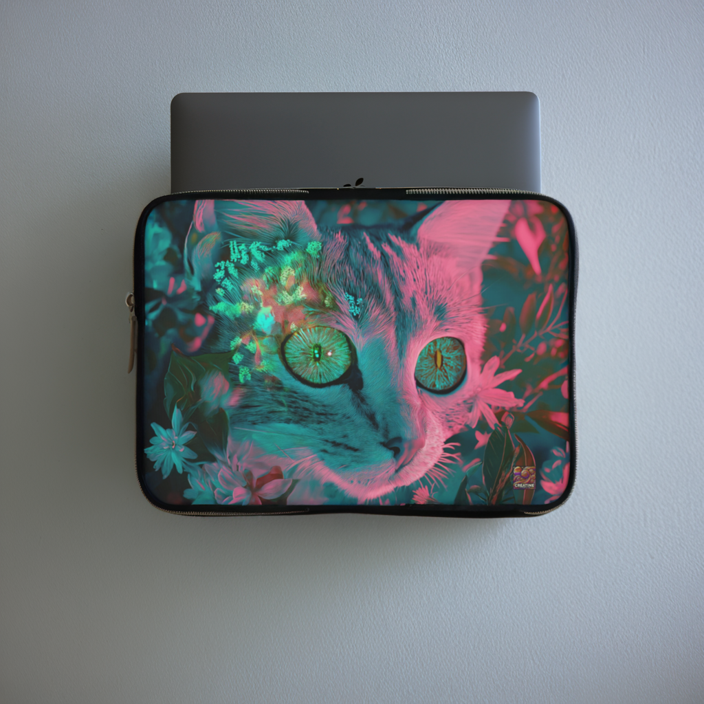 Psychedelic cat laptop sleeve